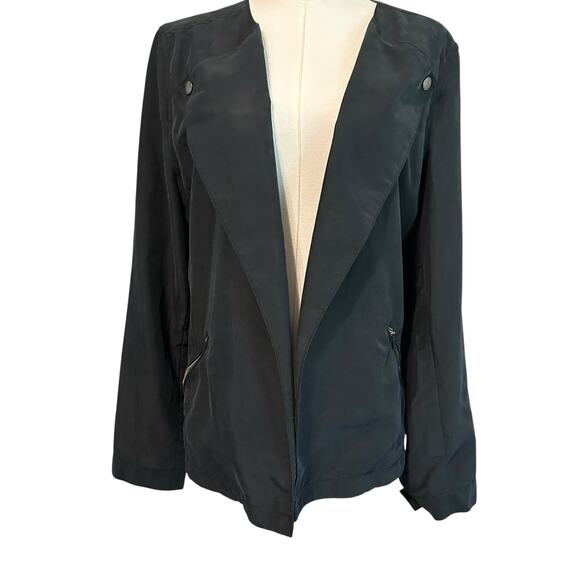 Calvin Klein Jeans Size XL Black Blazer Bolero Jacket Short Pockets Open Front - Picture 1 of 11